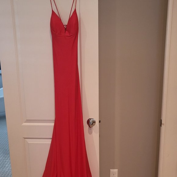 CHERRY RED Sherri Hill Prom Gown - Picture 6 of 7